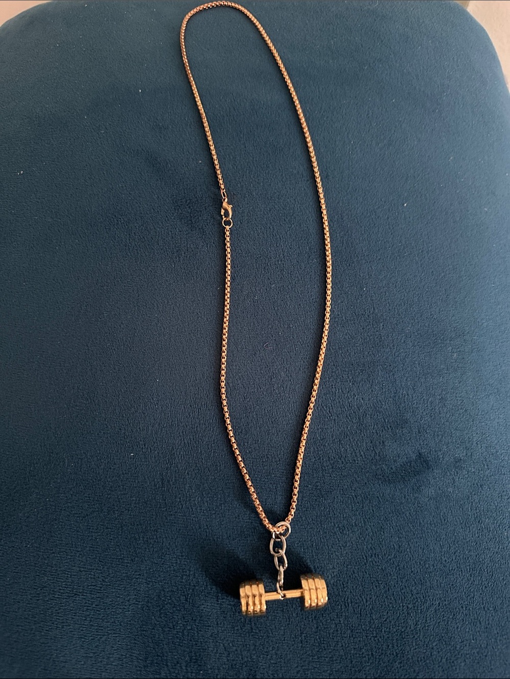 Gold Dumbbell Pendant Necklace - Women Jewelry